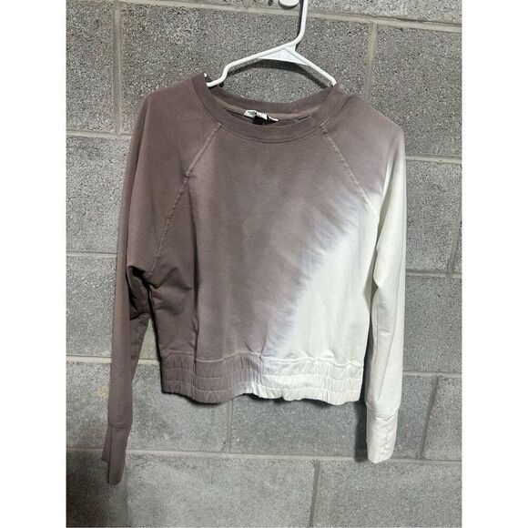 Joy Lab Women's Mocha Cream Cropped Sweatshirt Small Thumb Holes Athletic - Picture 1 of 4